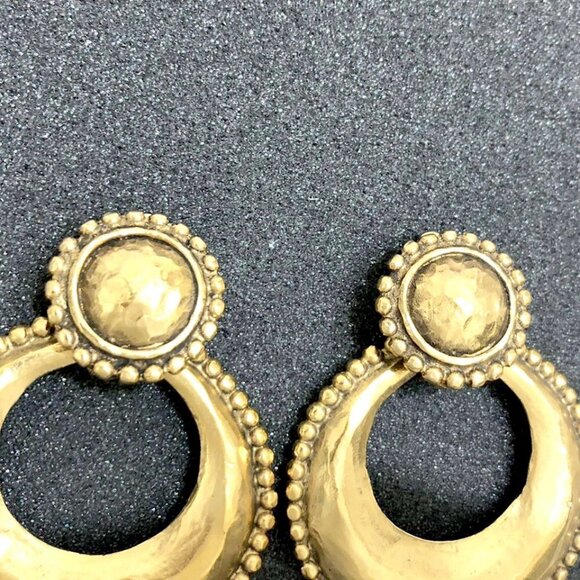 CHANEL Hoop 2 way Dangle Clip-On Earrings Gold Tone 25 Auth p1100 - Picture 3 of 11